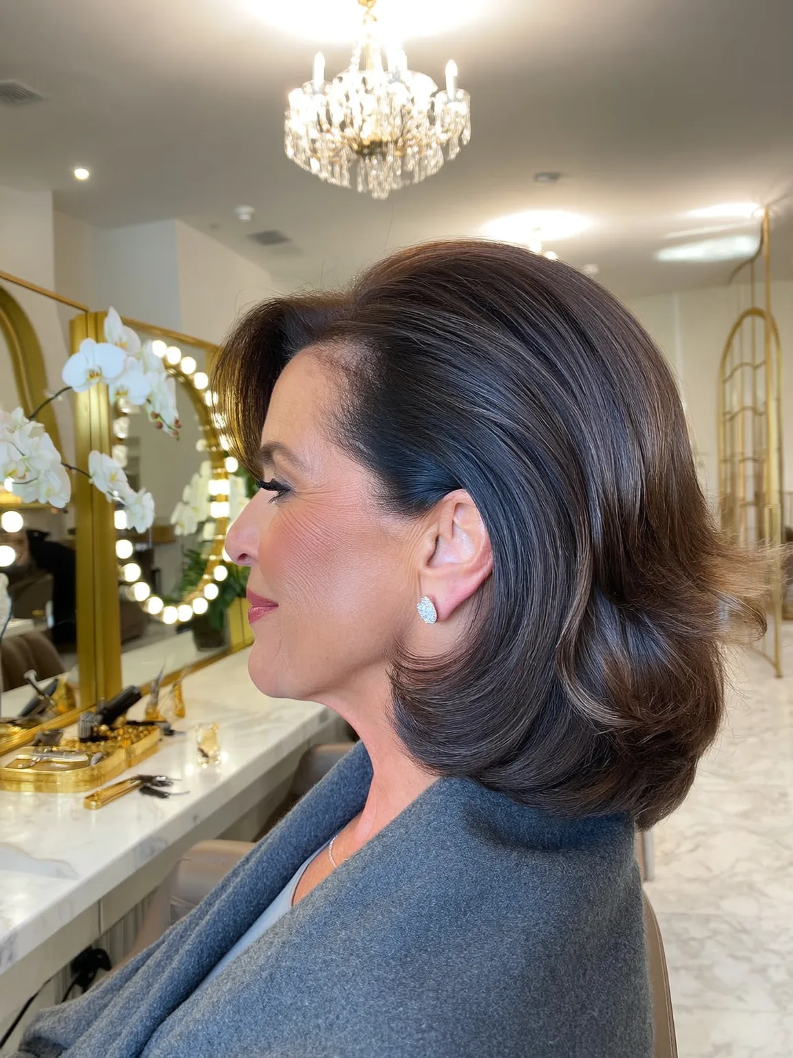 Voluminous Chin-Length Classic Wavy Bob
